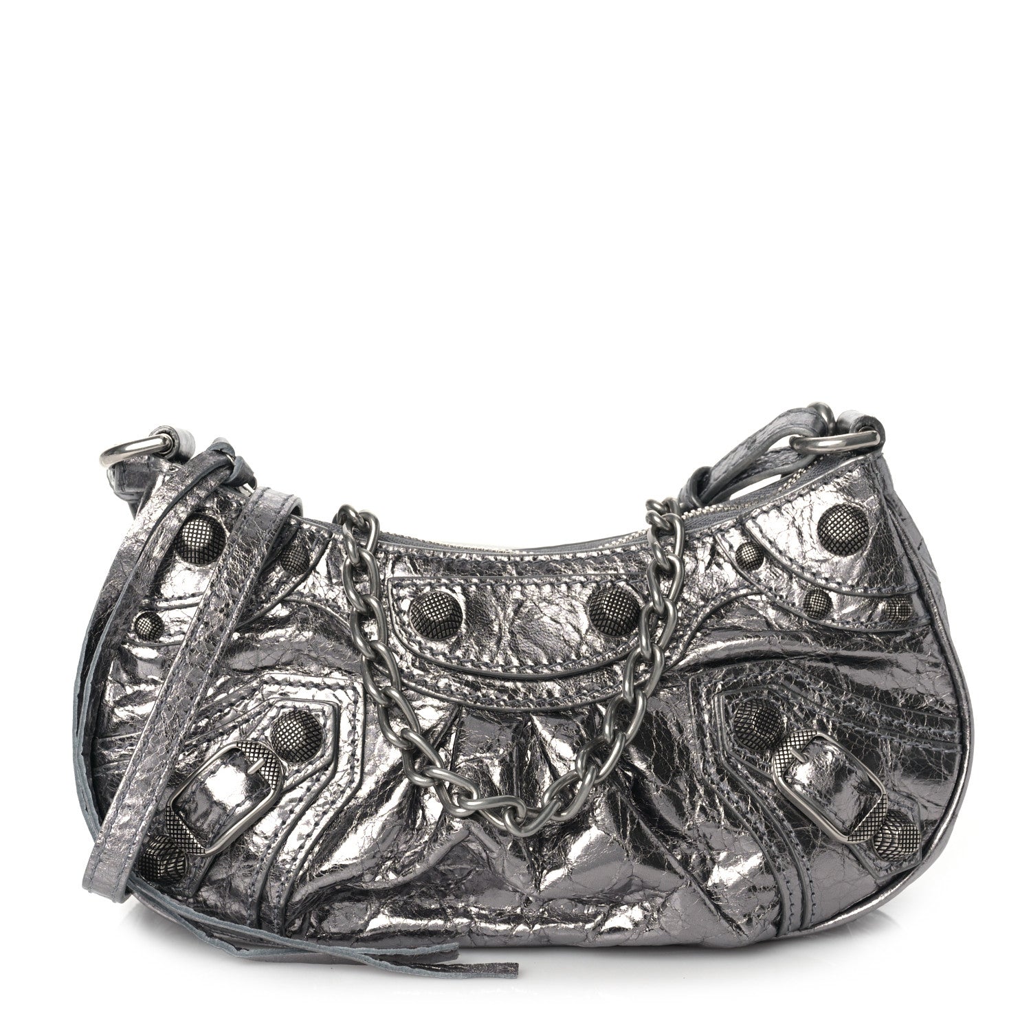 Balenciaga Metallic Agneau Arena Le Cagole Purse With Chain Mini Silver 1 of 8
