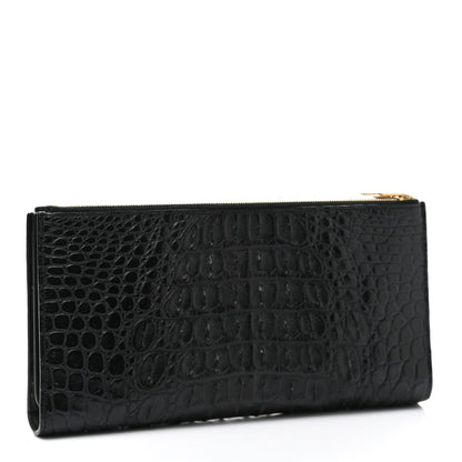 Celine Crocodile Embossed Calfskin Clutch Black 4 of 11