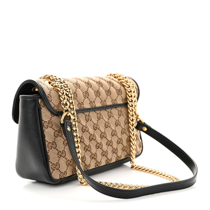 Gucci Monogram Matelasse Diagonal Small GG Marmont Shoulder Bag Beige Black 2 of 9