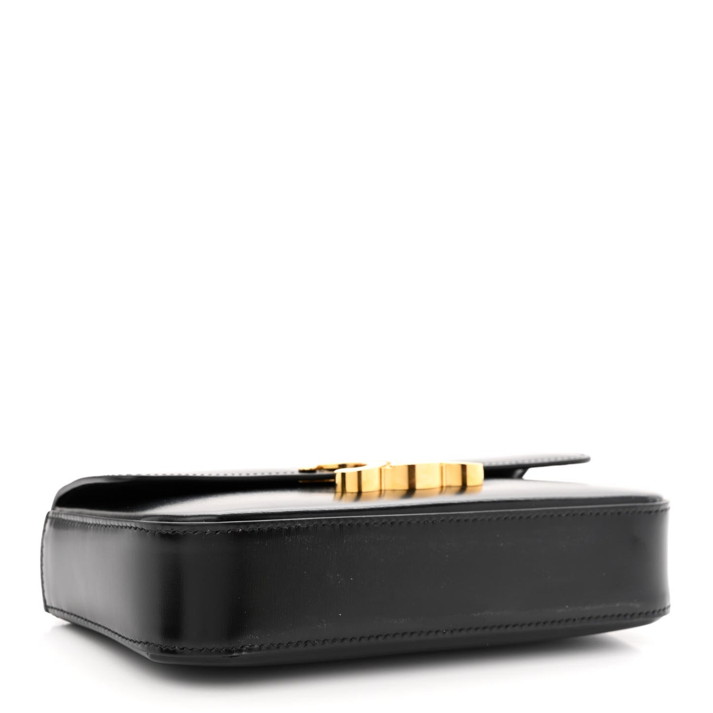 Shiny Calfskin Triomphe Chain Shoulder Bag Black