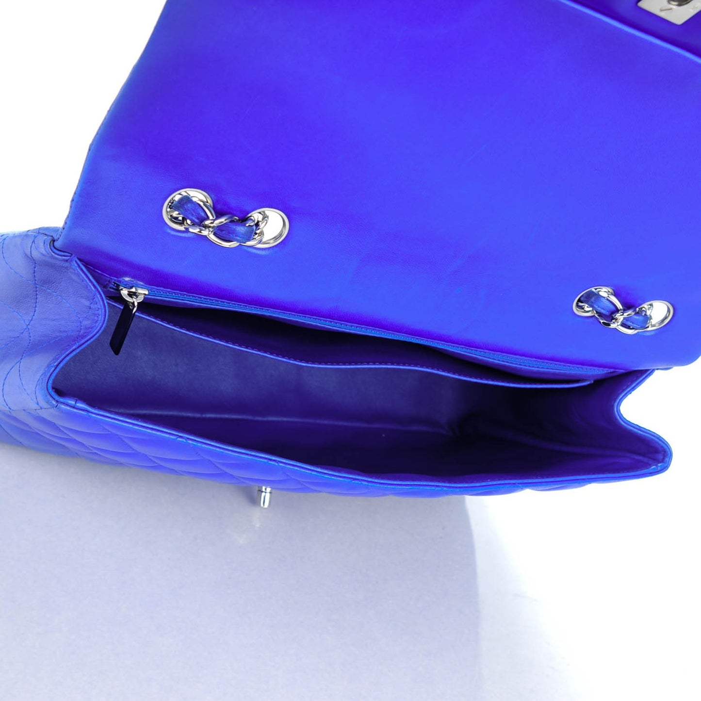 Lambskin Quilted Jumbo Single Flap Blue