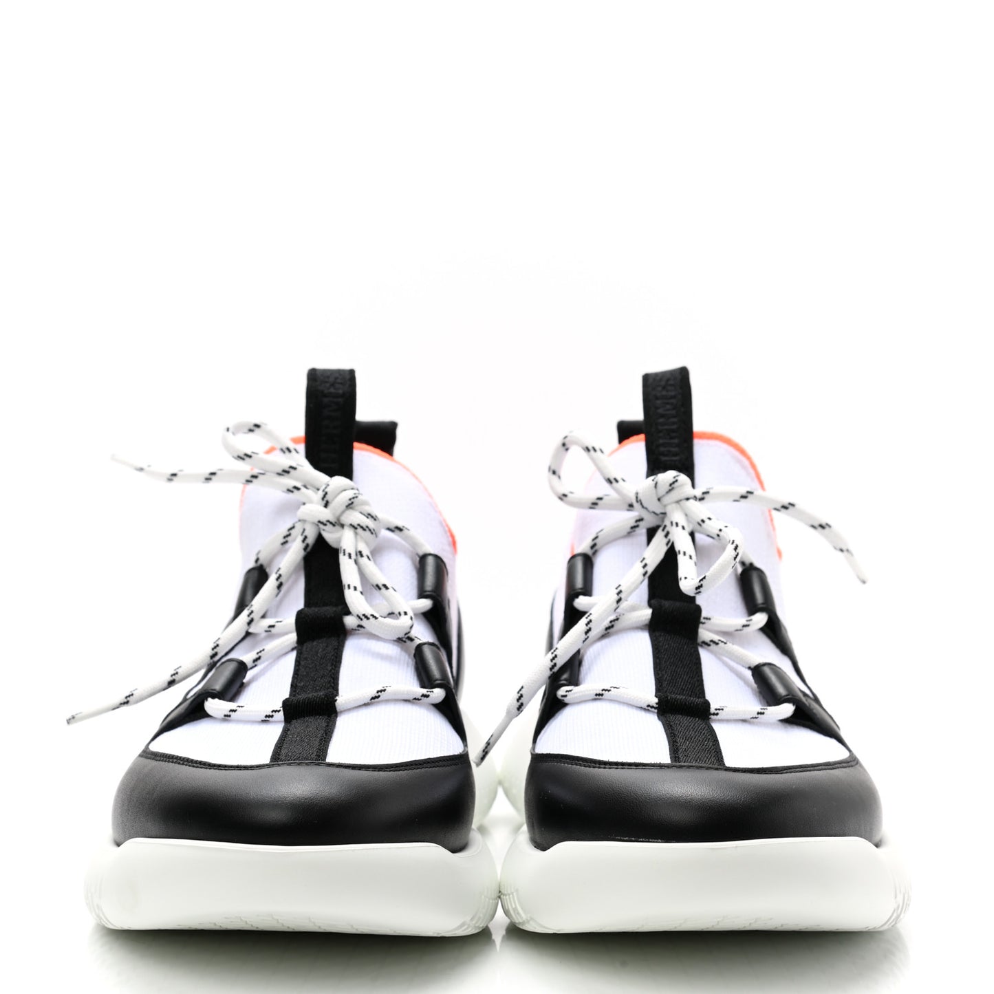 Technical Canvas Calfskin Mens Duel Sneakers 39 White Black