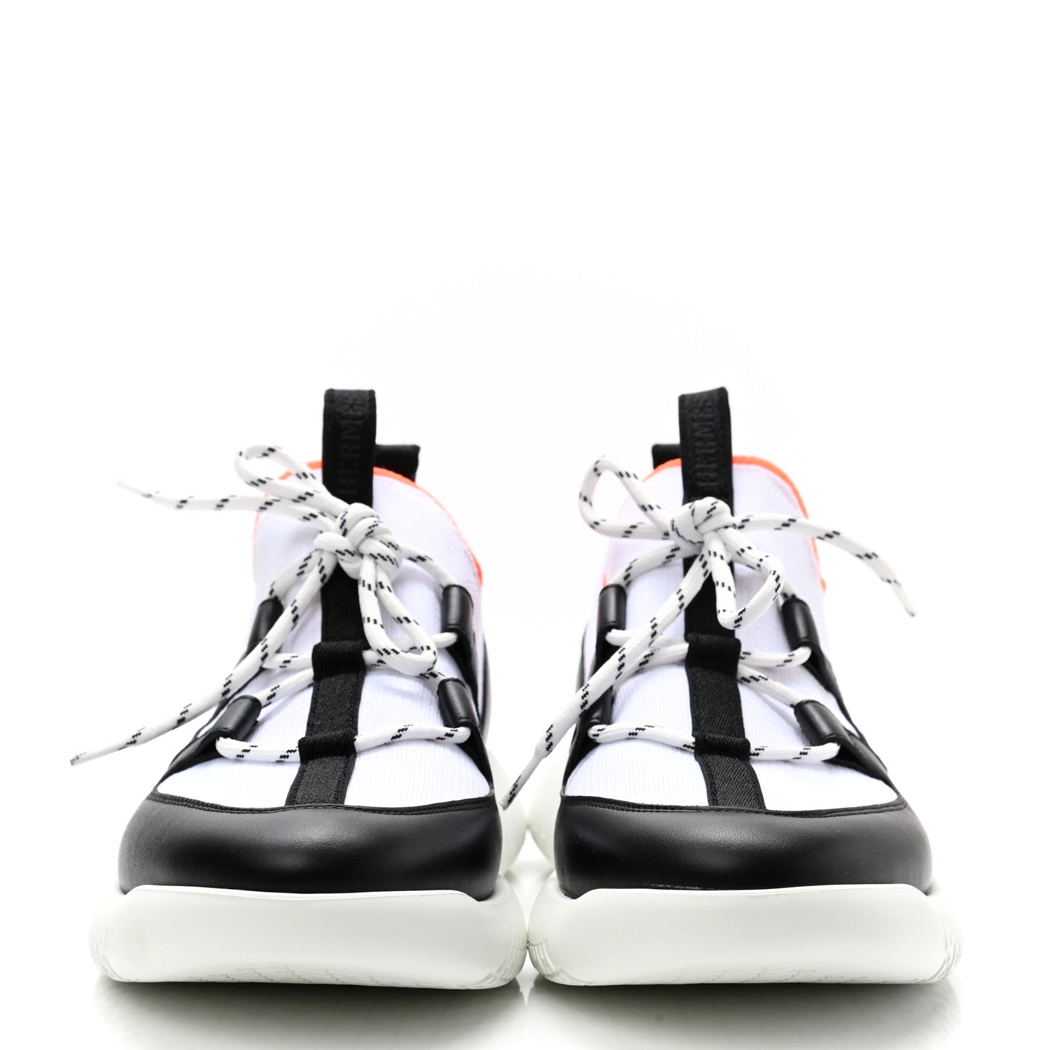 Hermes Technical Canvas Calfskin Mens Duel Sneakers 39 White Black 2 of 8