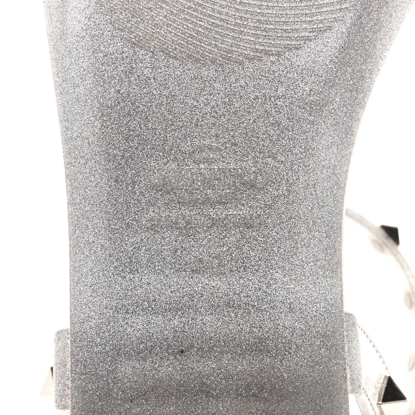 PVC Jelly Glitter Rockstud Caged Sandals 40 Silver