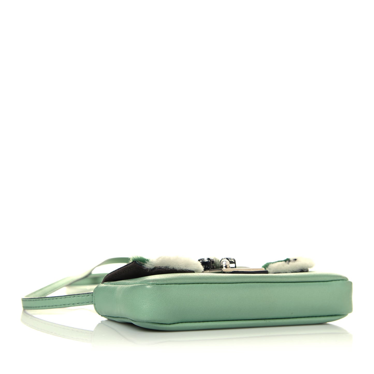 Nappa Rabbit Fox Fur Micro Buggie Baguette Verde Acqua