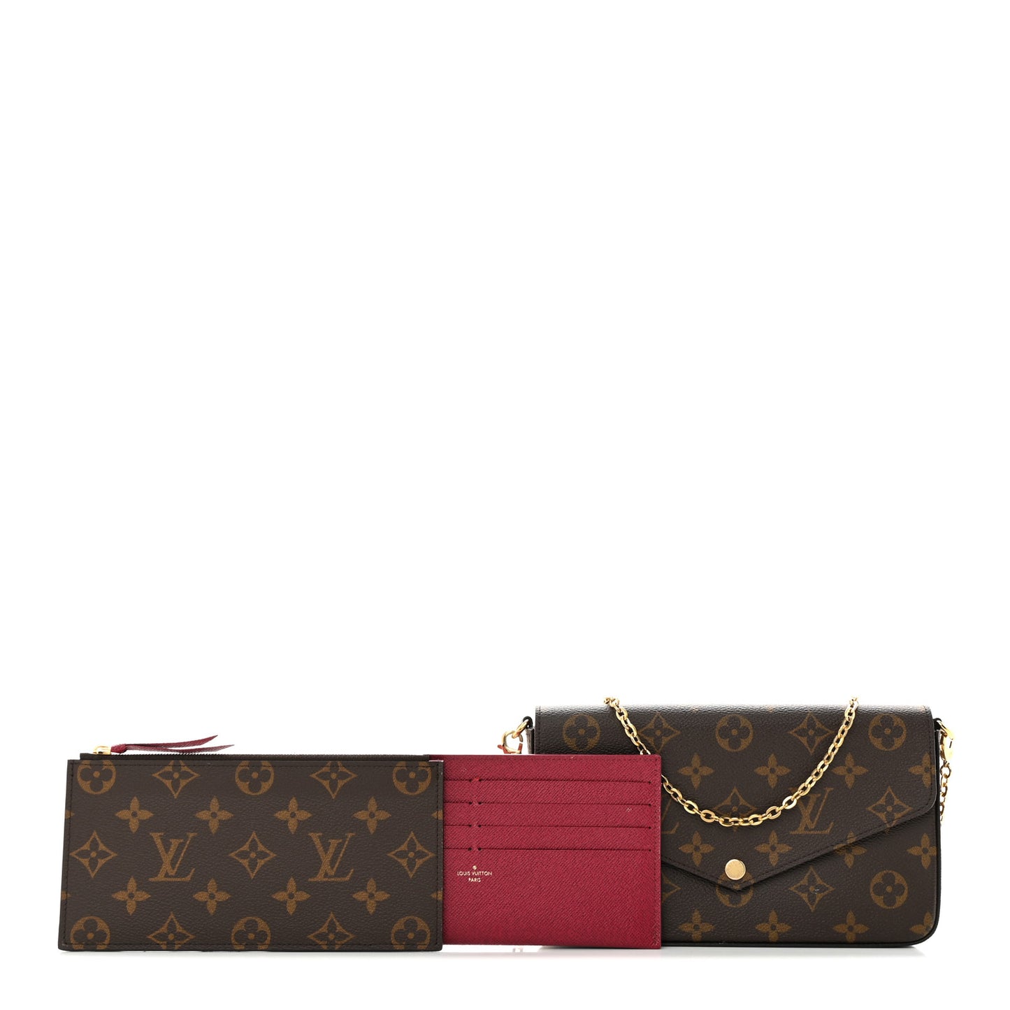 Monogram Pochette Felicie Chain Wallet Fuchsia