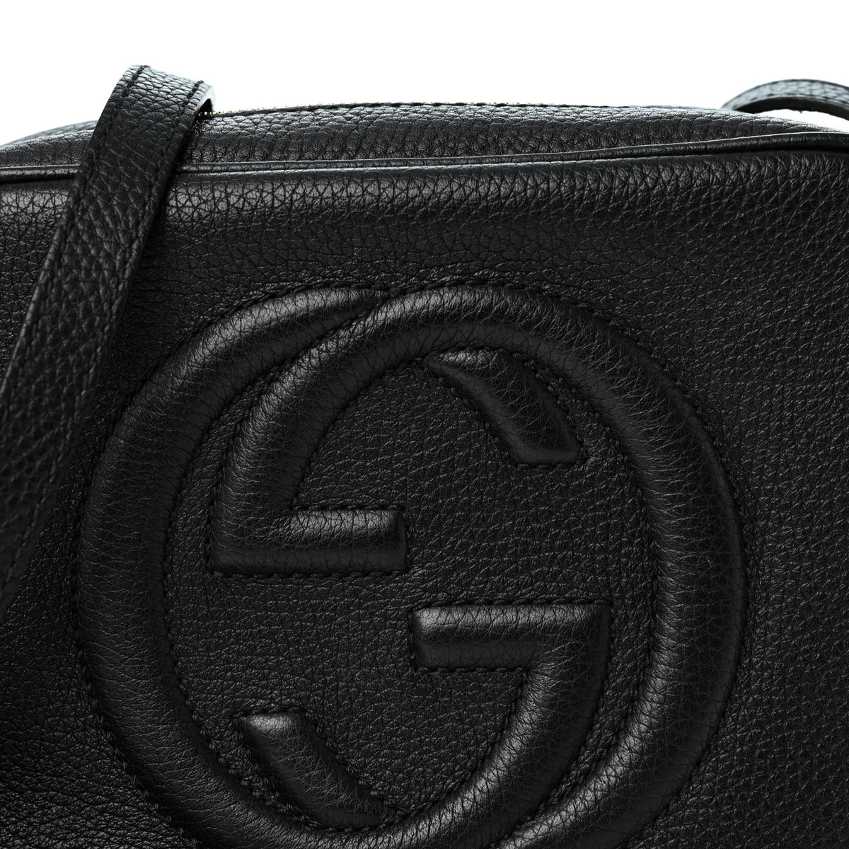 Pebbled Calfskin Small Soho Disco Bag Black