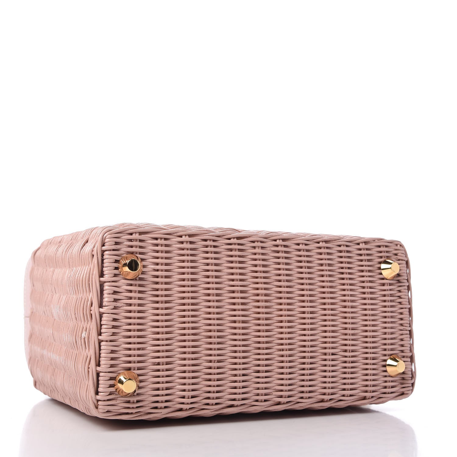 Prada Wicker Canvas Tote Pink 4 of 10