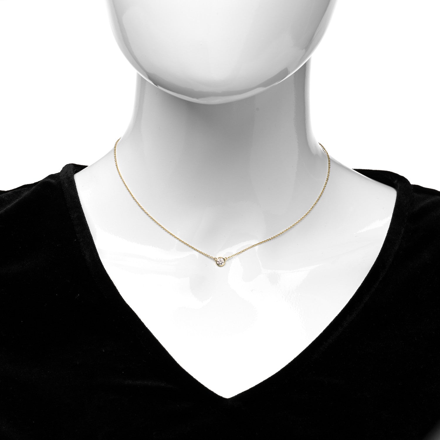 Tiffany 18K Yellow Gold Diamond .25ct Elsa Peretti Diamonds by the Yard Pendant Necklace 2 of 5