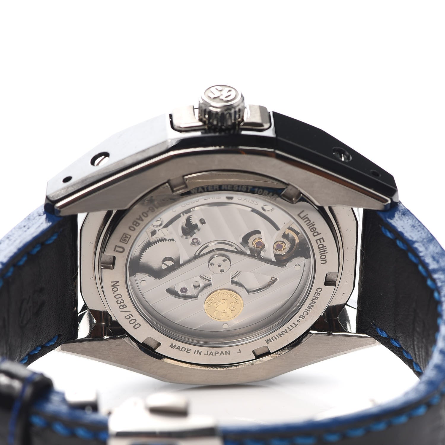 Grand Seiko Ceramic Calfskin 46mm Spring Drive GMT Automatic Watch Blue SBGE039 4 of 6