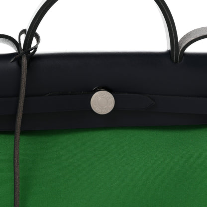 Hermes Vache Hunter Toile Herbag Zip 31 PM Cactus Bleu Indigo 9 of 12