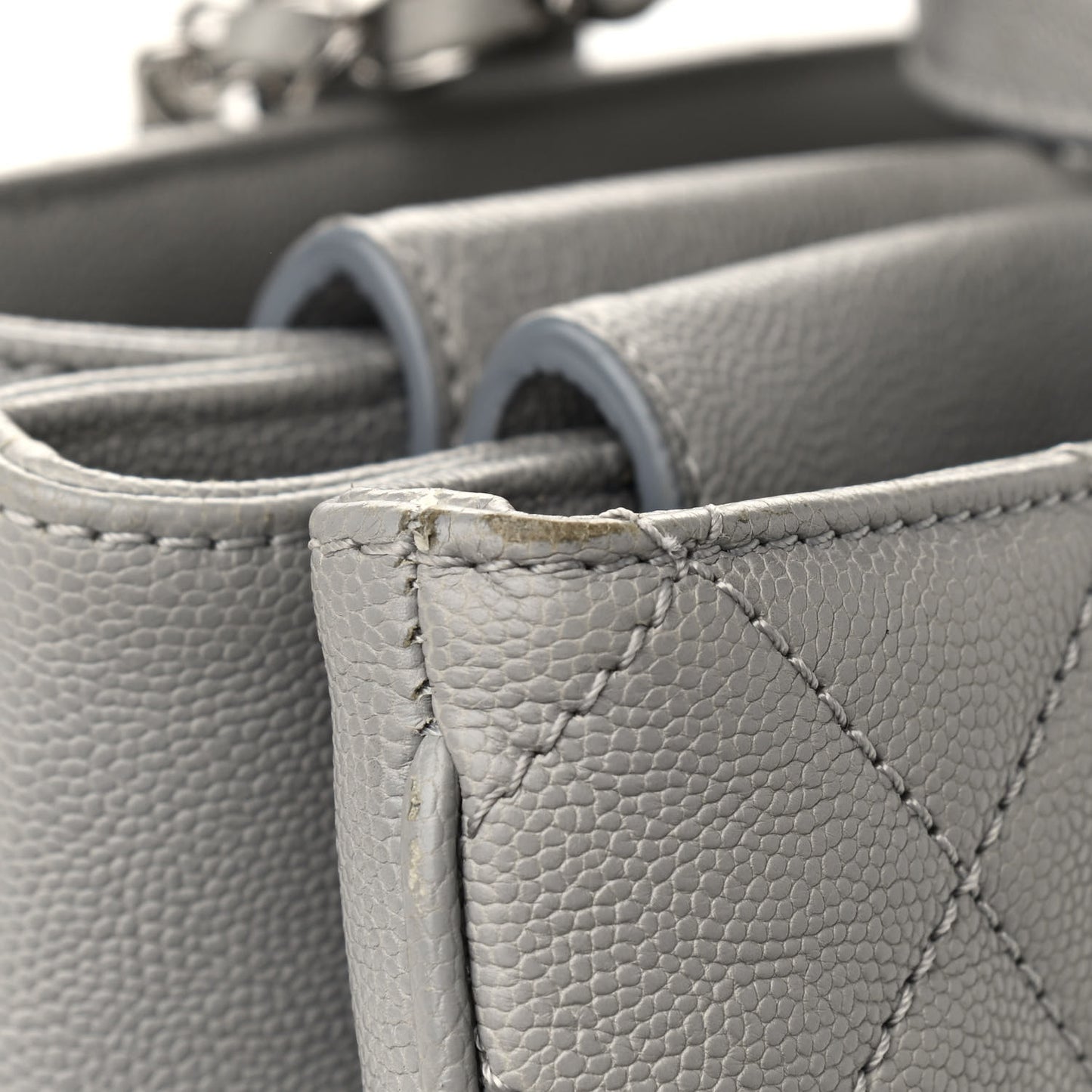 Caviar Quilted Large Urban Companion Top Handle Shopping Tote Grey