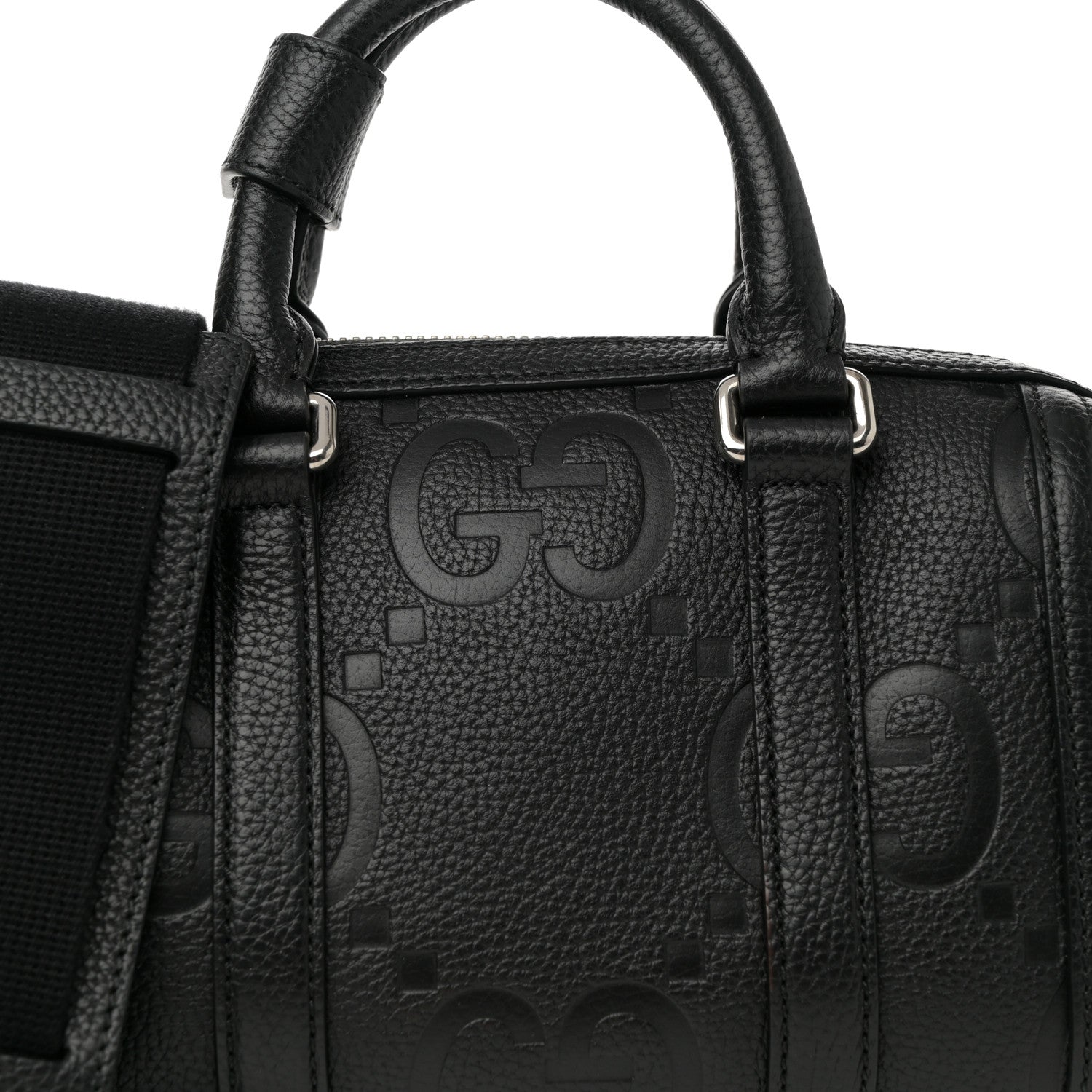 Gucci Piuma Calfskin Jumbo GG Embossed Mini Duffle Bag Black 9 of 11