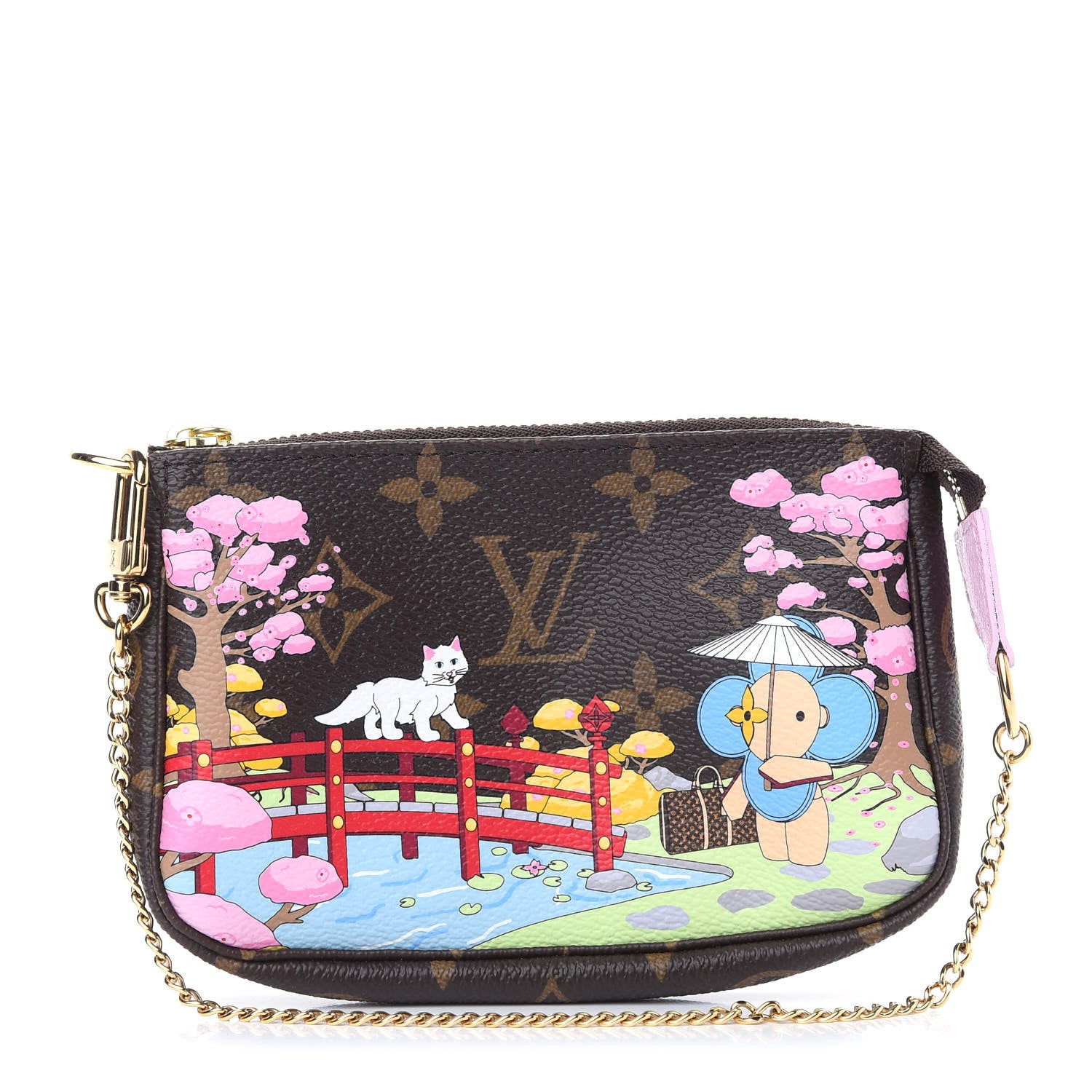 Louis Vuitton Monogram 2021 Christmas Animation Japanese Garden Mini Pochette Accessories Wisteria Pink 1 of 7