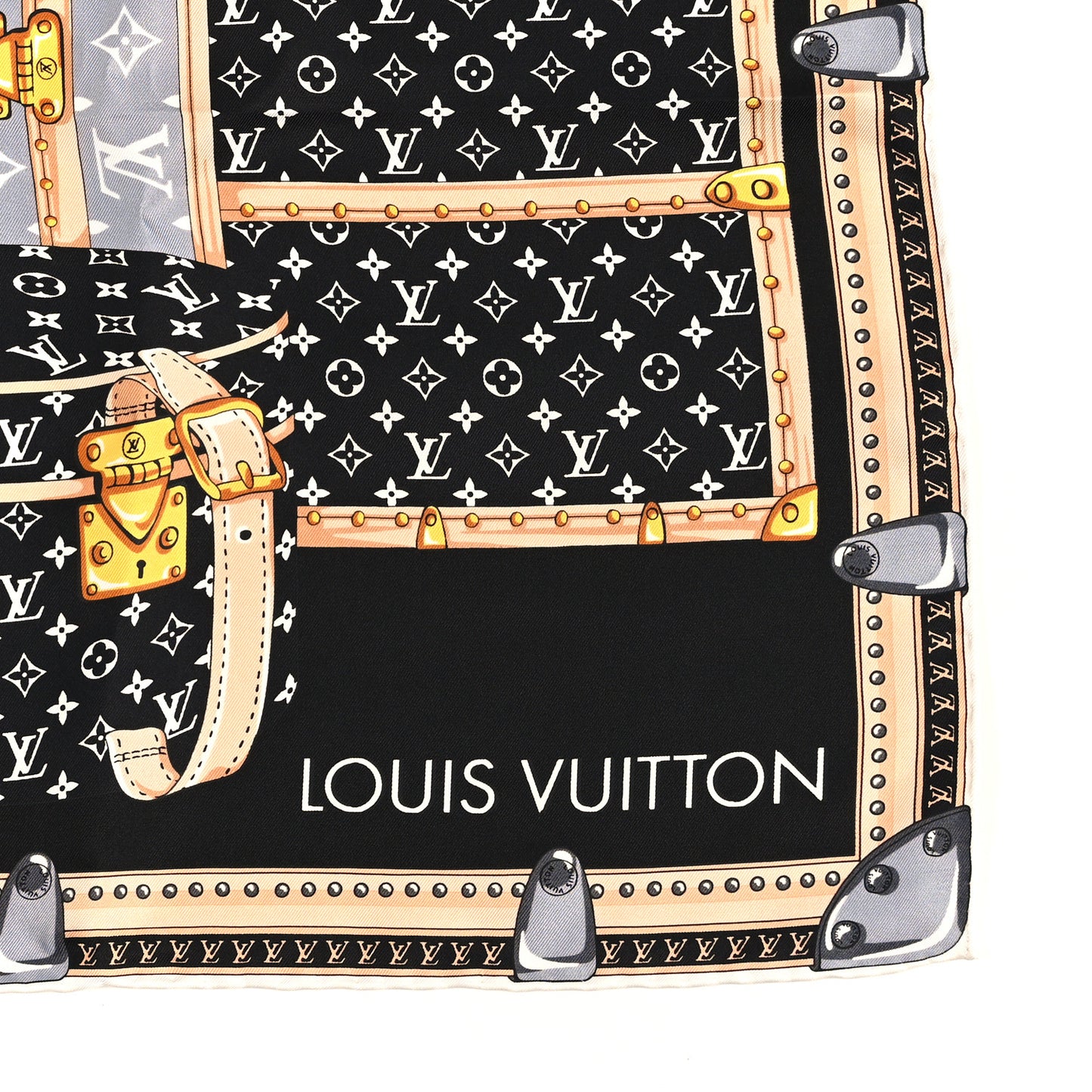 Silk Monogram Lets Go Scarf Black