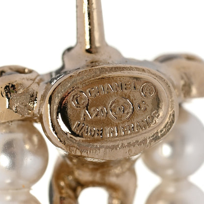 Chanel Pearl CC Chain Hoop Earrings Gold 4 of 5