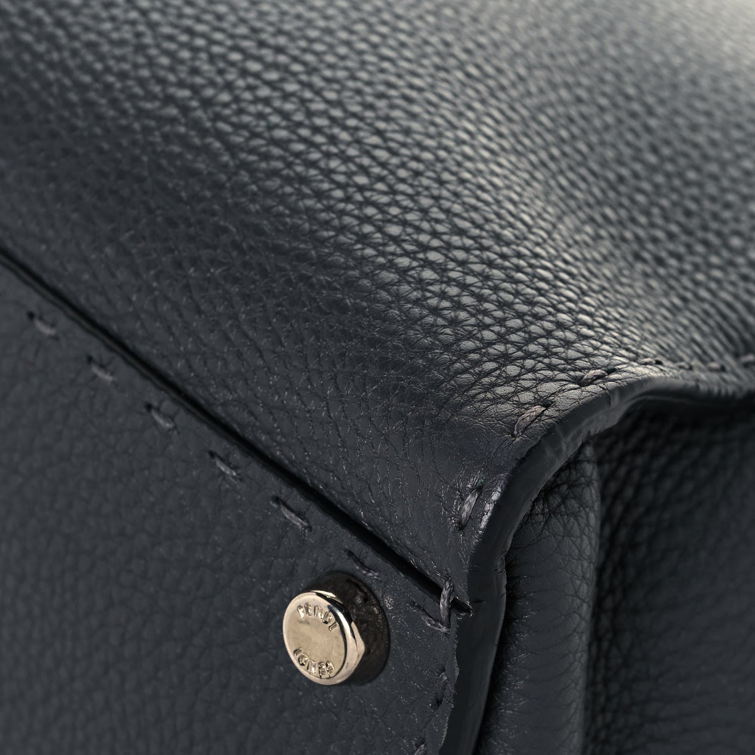 Fendi Cuoio Romano Selleria Bi-Color Medium Peekaboo Iconic Satchel Asfalto Latte 12 of 15