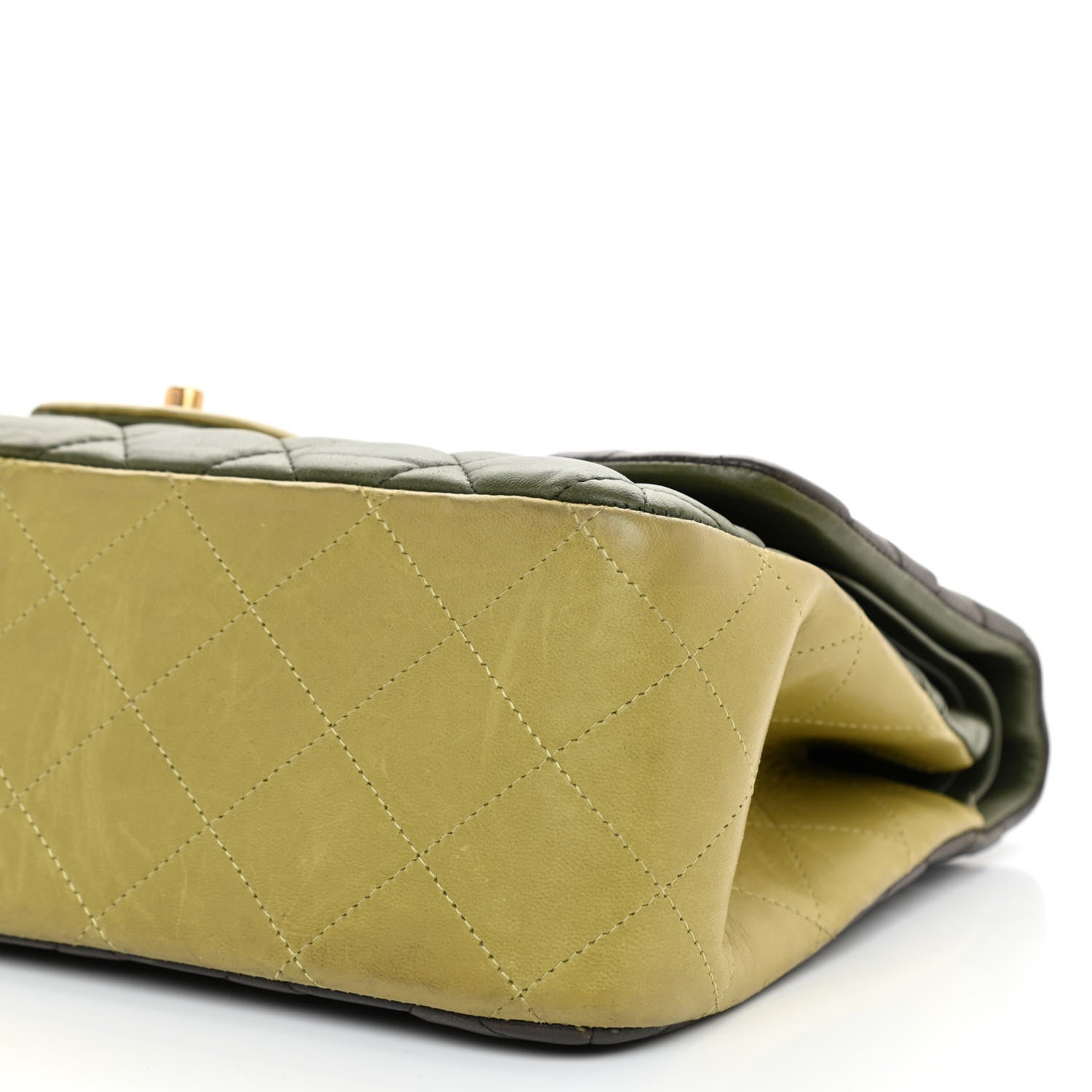 Chanel Lambskin Quilted Tri-Color Jumbo Double Flap Green Brown 10 of 14
