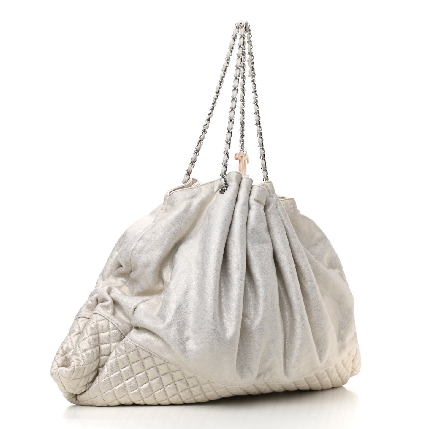 Metallic Jersey Quilted LA Tote Silver