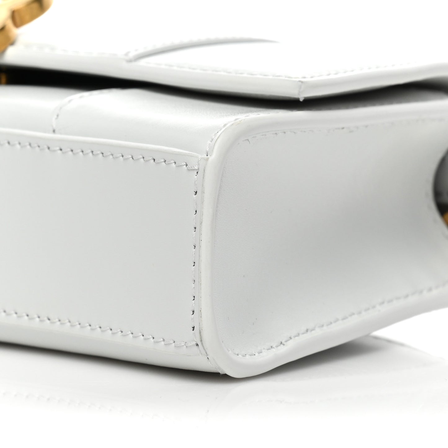 Shiny Box Calfskin Hourglass Chain Bag White