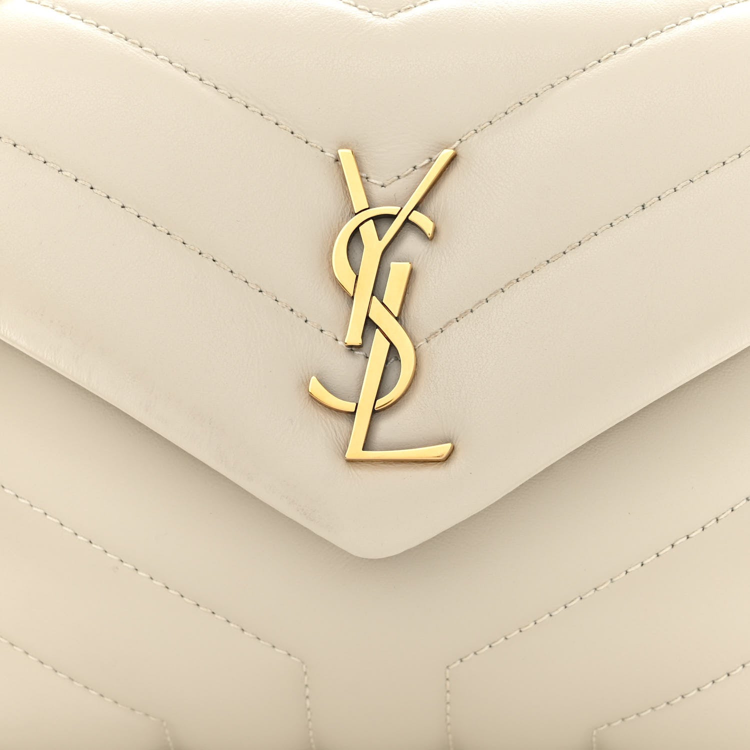 Saint Laurent Calfskin Y Quilted Monogram Toy Loulou Crossbody Bag Crema Soft 8 of 10