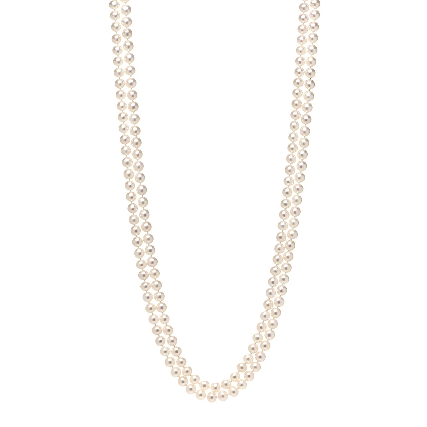 Sterling Silver Diamond Pearl 8-8.5mm Buckle Necklace 72"