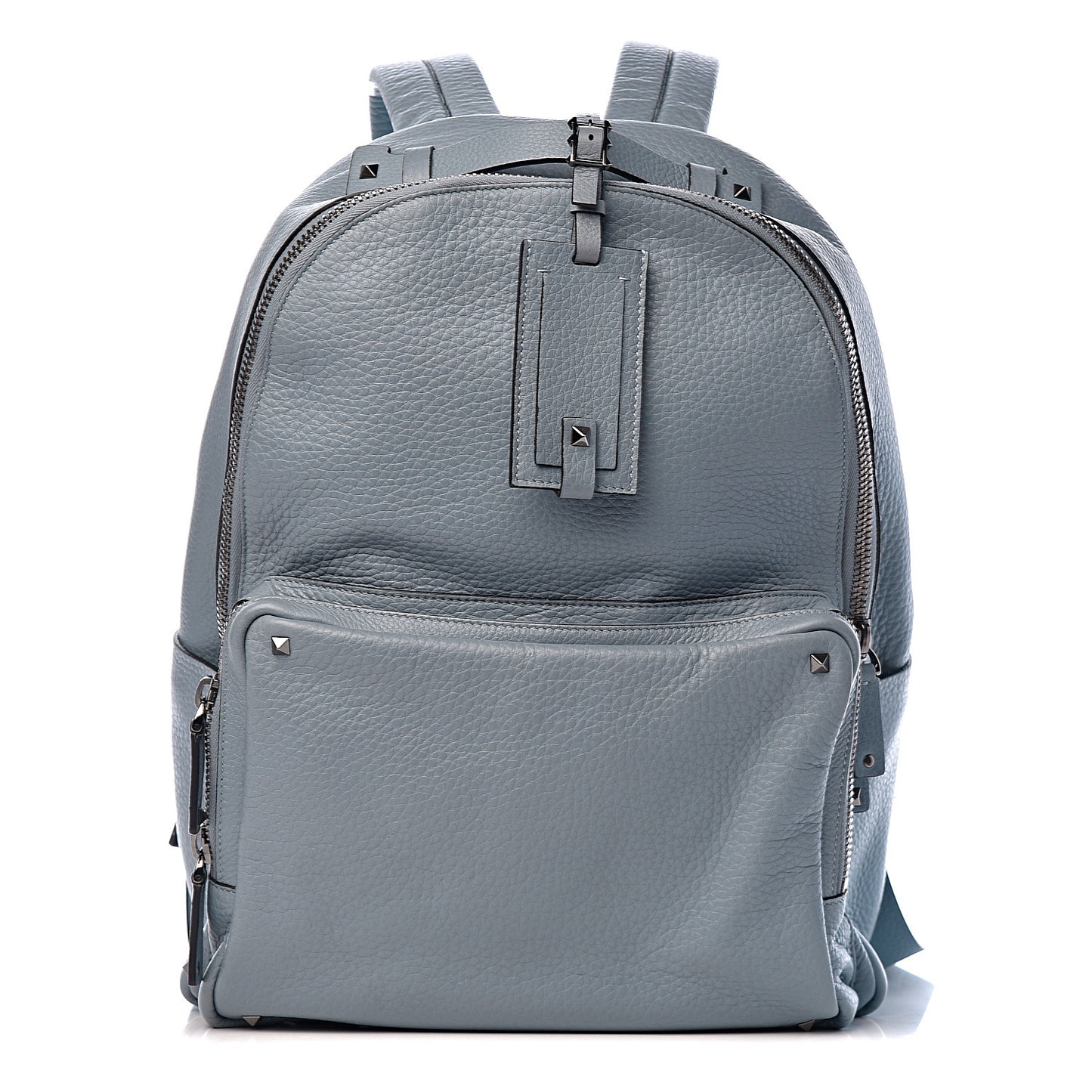 Grained Calfskin Rockstud Backpack Blue