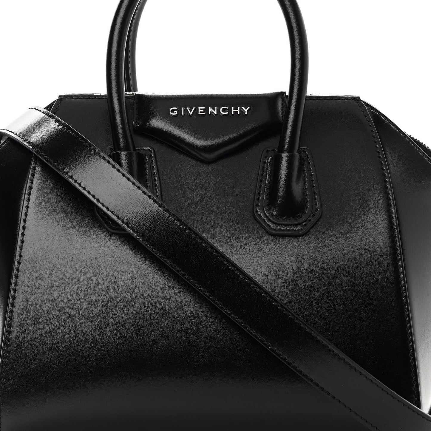Shiny Lord Calfskin Mini Antigona Black