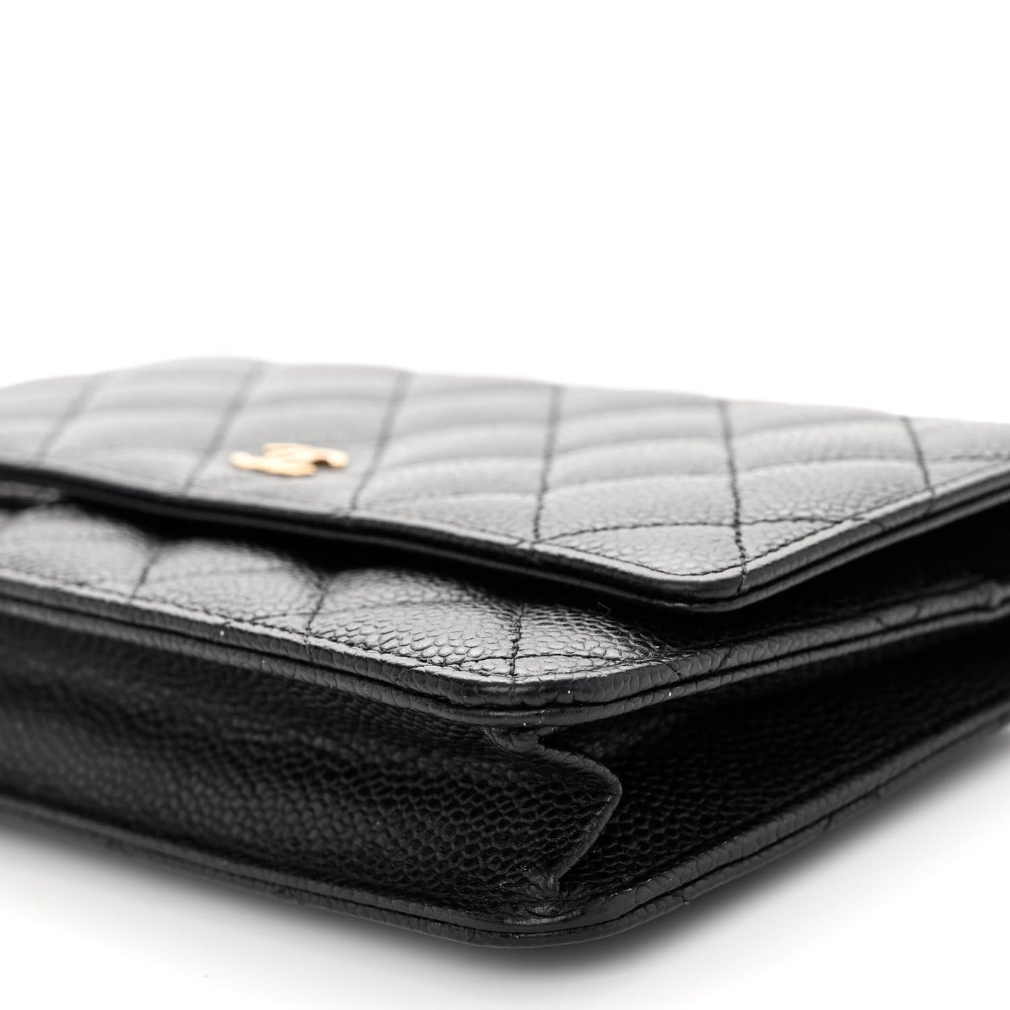 Caviar Quilted Wallet on Chain WOC Black
