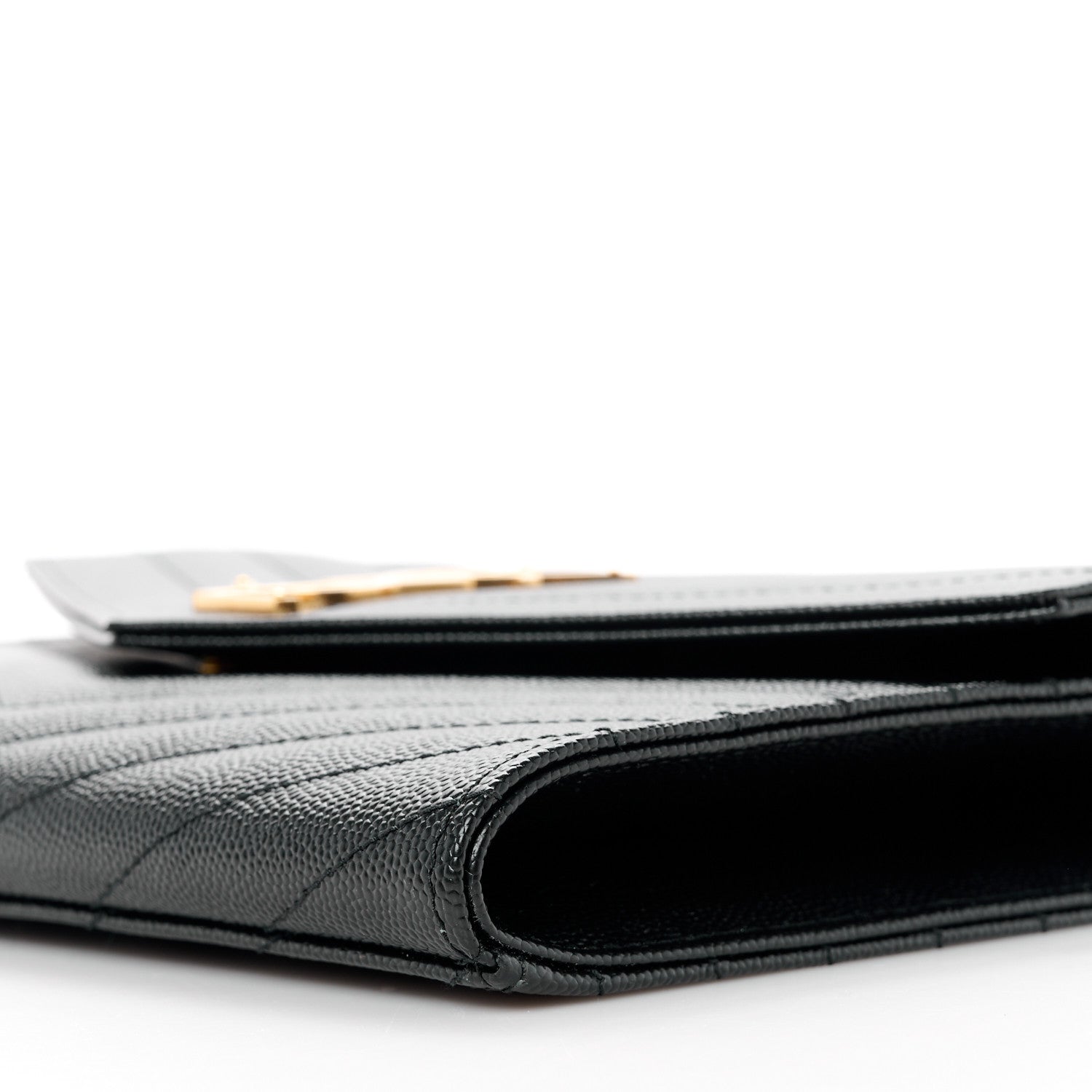 Saint Laurent Grain De Poudre Matelasse Chevron Monogram Envelope Clutch Black 10 of 11
