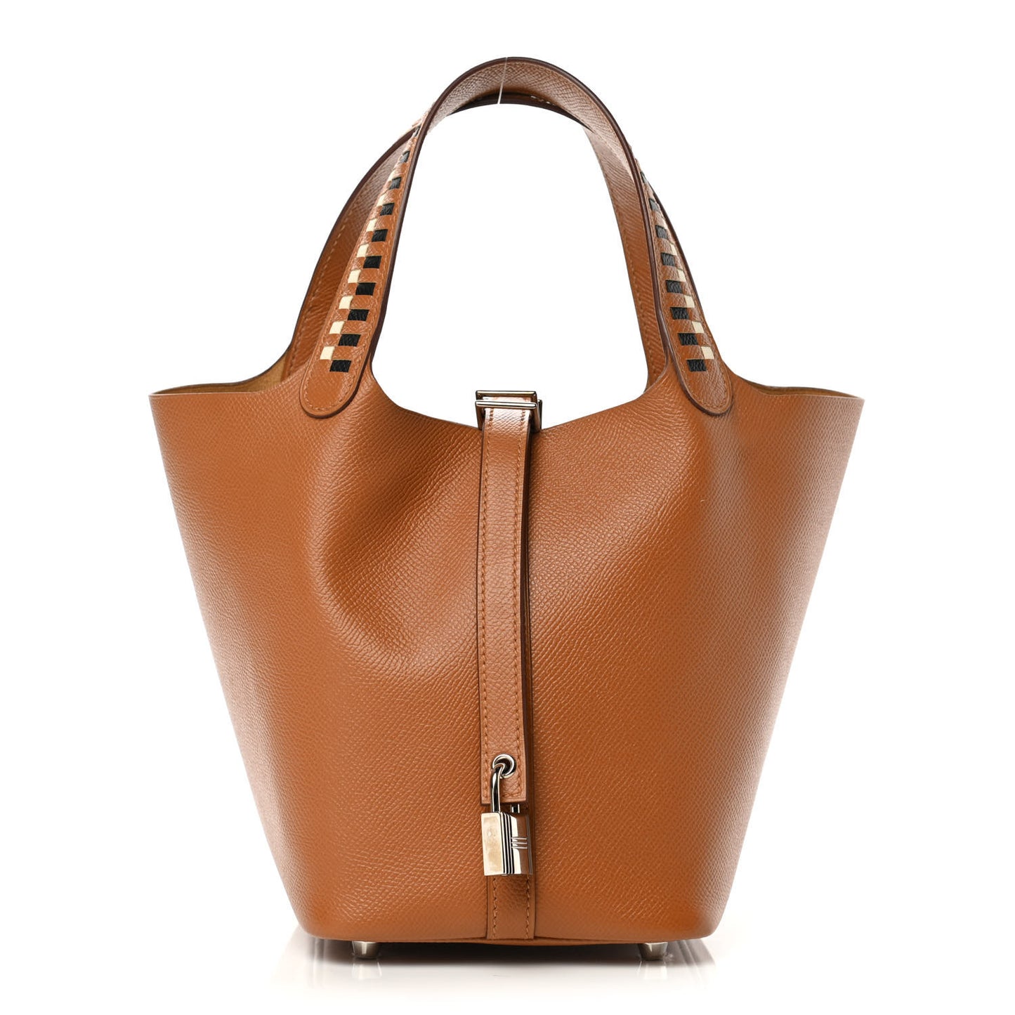 Epsom Tressage De Cuir Picotin Lock 18 PM Gold Craie Black