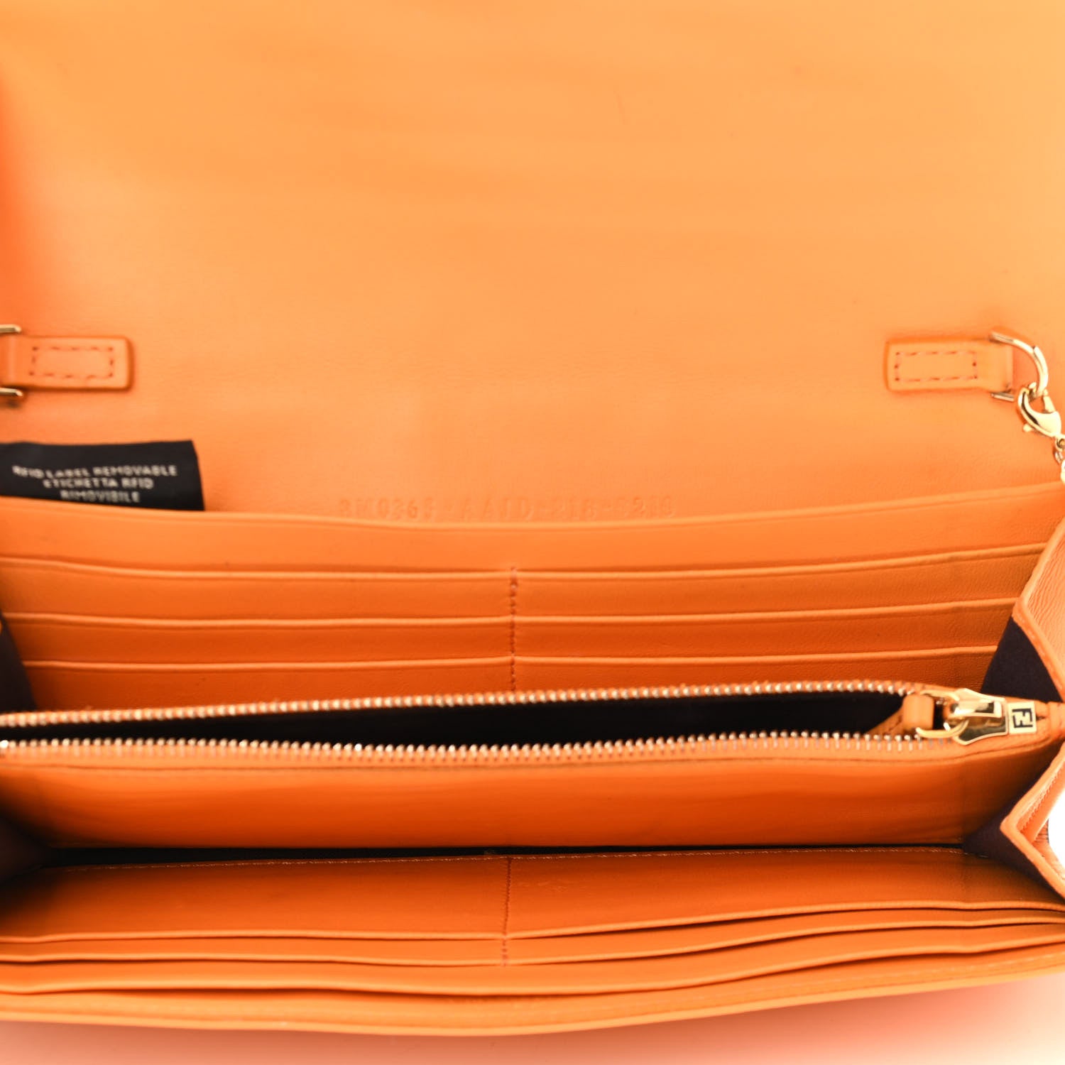 Fendi Nappa Matisse FF Embossed Continental Wallet On Chain Clementine 5 of 15