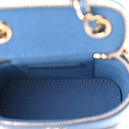 Chanel Caviar Quilted Small Vertical Coco Beauty Vanity Case With Chain Blue 4 of 9