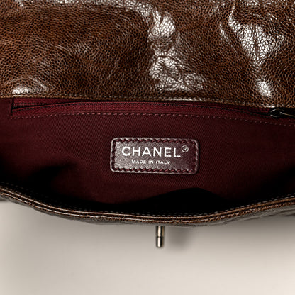 Chanel Crumpled Grained Calfskin Jumbo CC Crave Flap Brown 6 of 14