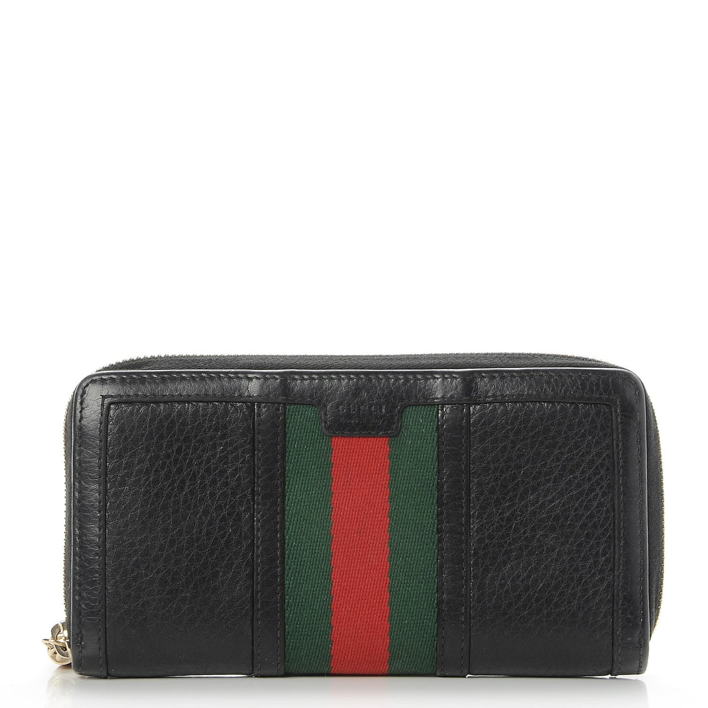 Calfskin Web Rania Zip Around Wallet Black