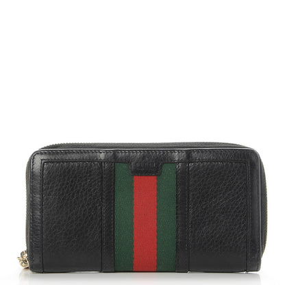 Gucci Calfskin Web Rania Zip Around Wallet Black 1 of 7
