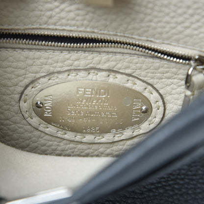 Fendi Cuoio Romano Selleria Bi-Color Mini Peekaboo Iconic Satchel Asfalto Latte 8 of 12