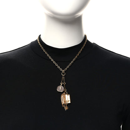 Louis Vuitton Metal Mini Boite Chapeau Pendant Necklace Gold 2 of 6