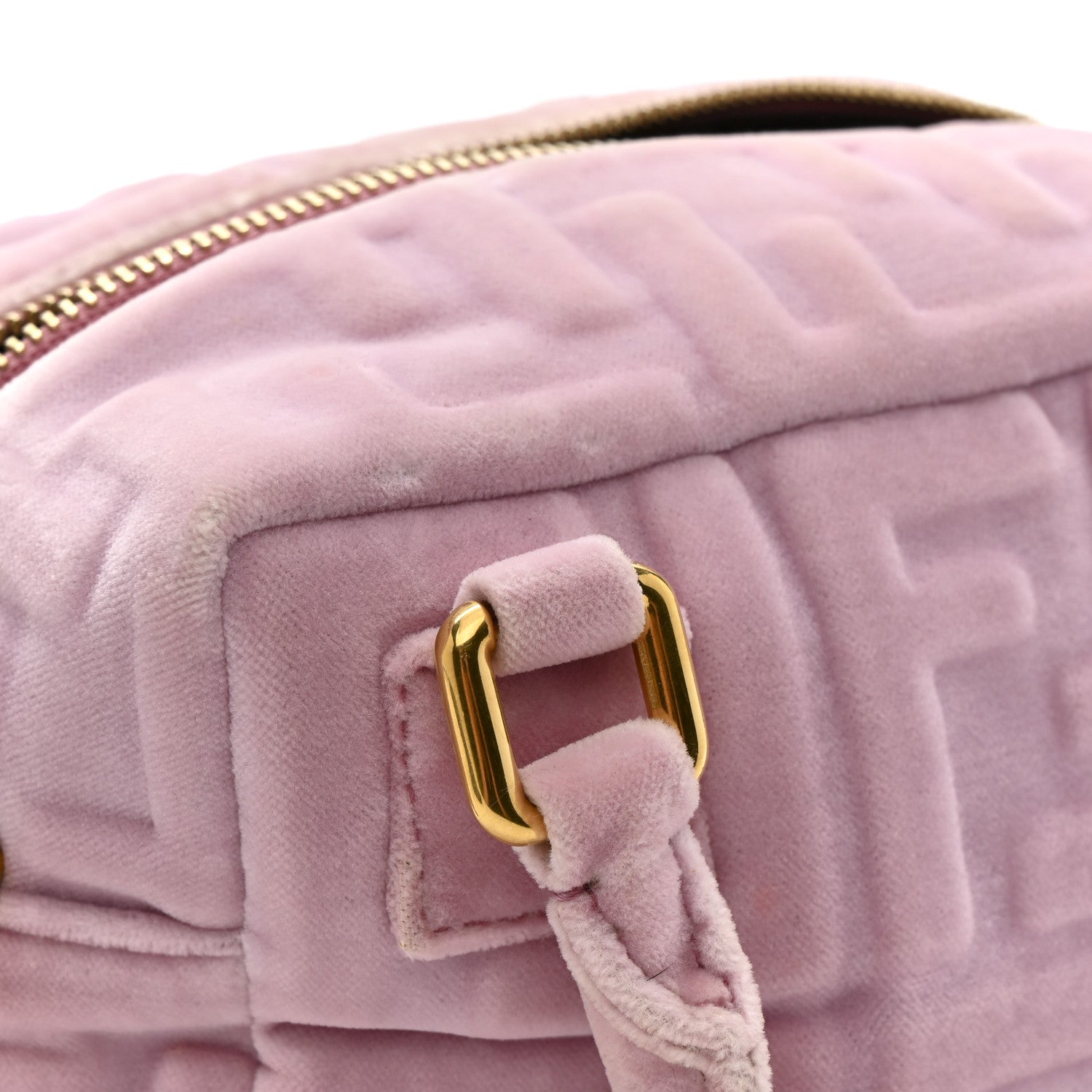 Fendi Velvet FF Embossed Mini Boston Box Rose Confetto 14 of 14