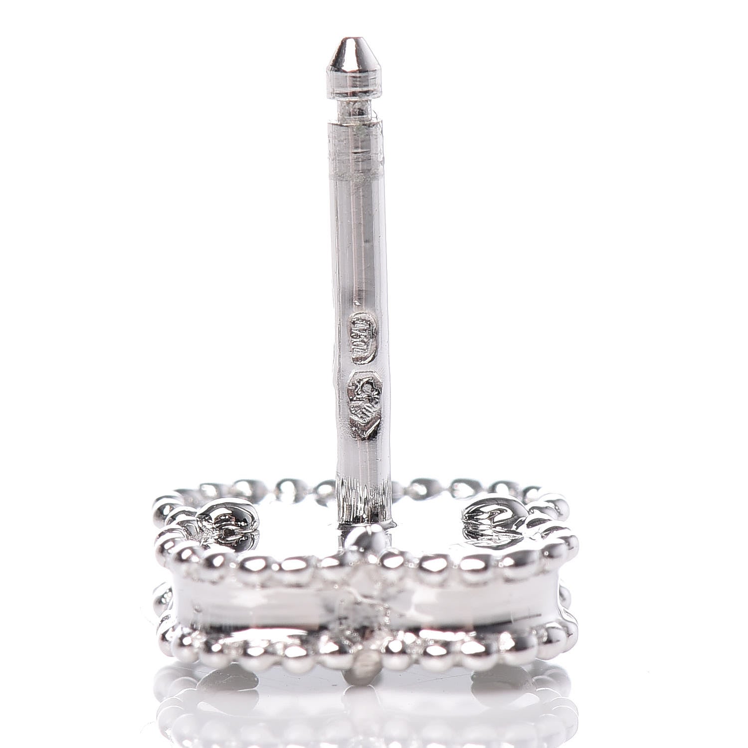 Van Cleef & Arpels 18K White Gold Mother of Pearl Sweet Alhambra Earrings 3 of 7