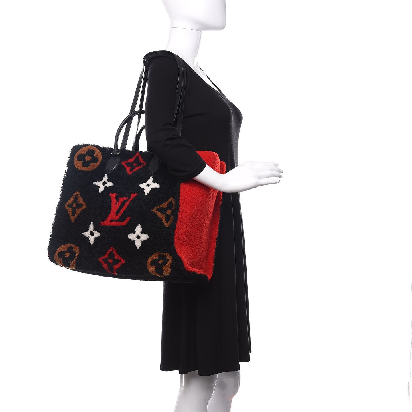 Shearling Monogram Giant Teddy Onthego GM Black Red