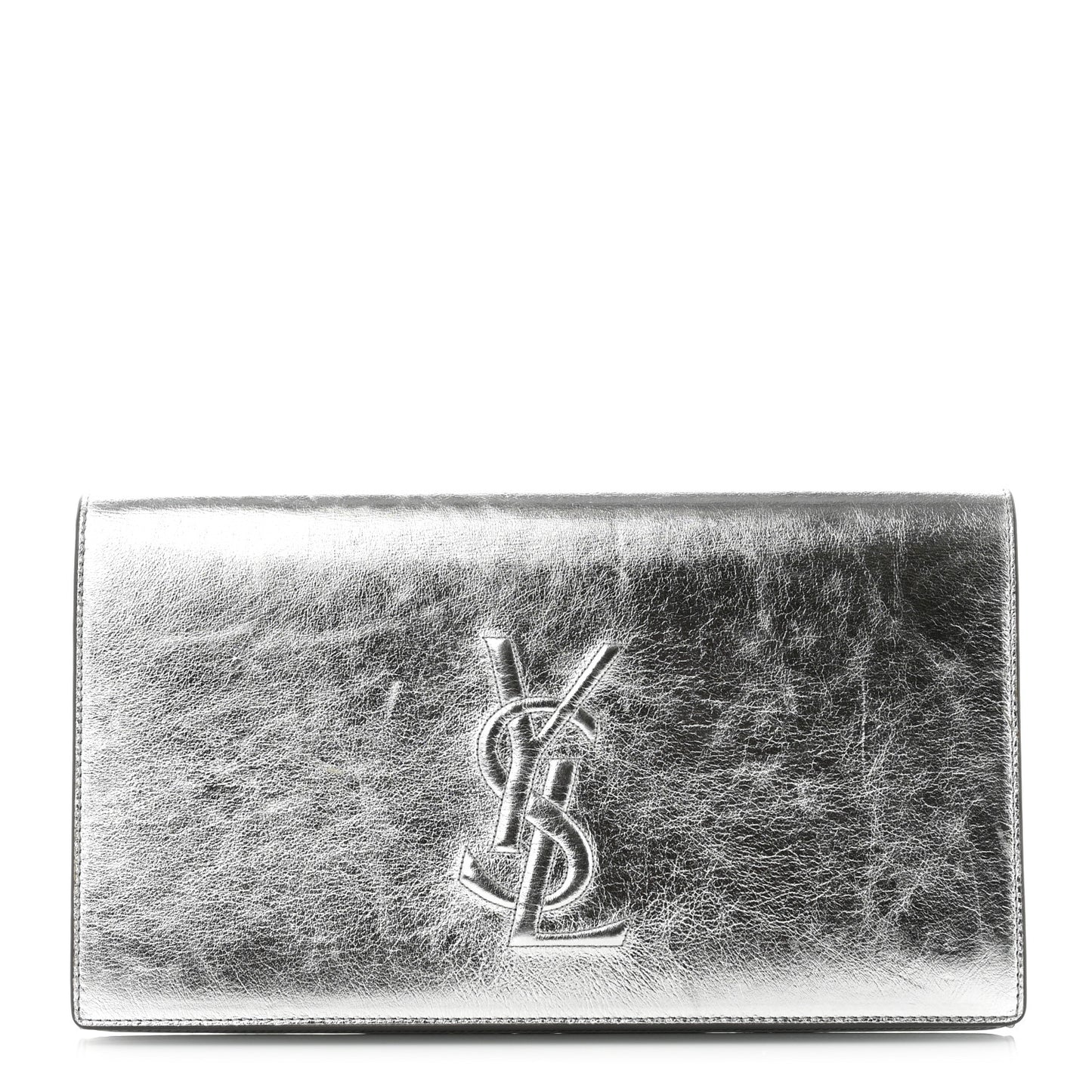 Metallic Calfskin Monogram Large Belle De Jour Clutch Silver