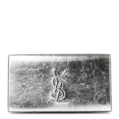 Saint Laurent Metallic Calfskin Monogram Large Belle De Jour Clutch Silver 1 of 8