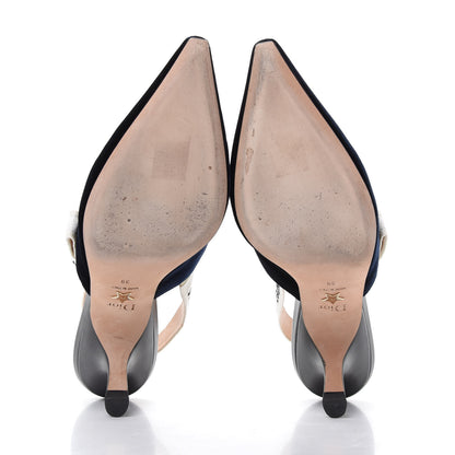 Christian Dior Velvet Ribbon J'Adoir Slingback 65mm Pumps 39 Deep Blue 6 of 11
