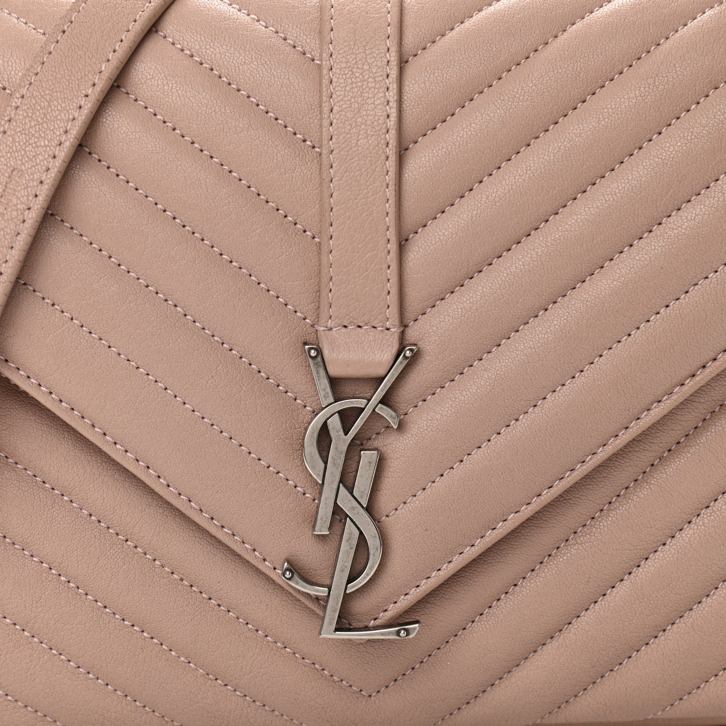 Sheepskin Matelasse Chevron Monogram Medium College Bag Rose Poudre