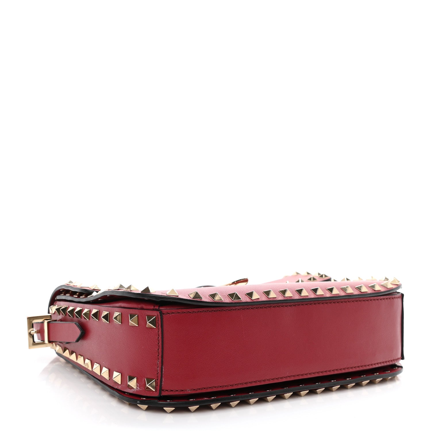 Valentino Garavani Vitello Medium Rockstud Flap Saddle Bag Scarlet 4 of 10