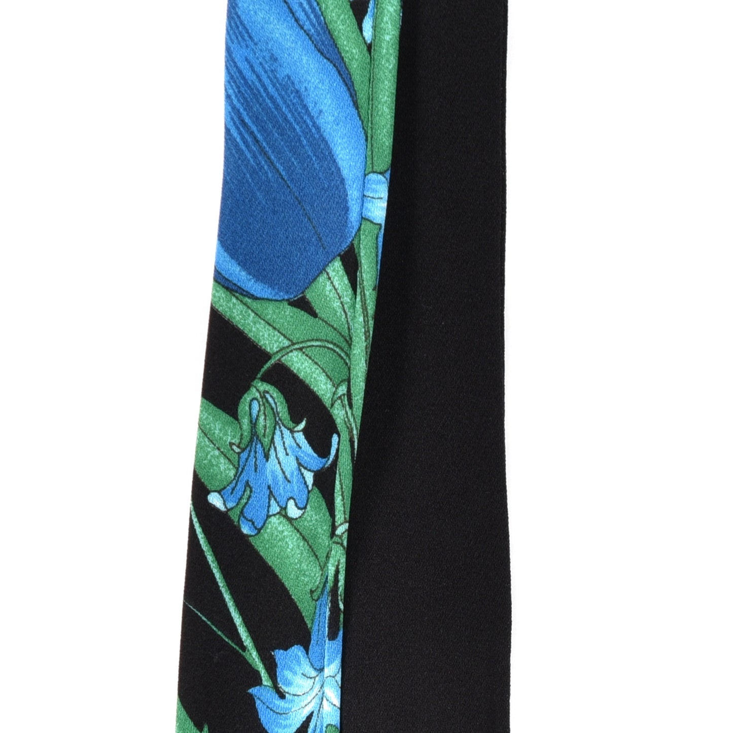 Silk Twill Flora Fringe Neck Bow Black