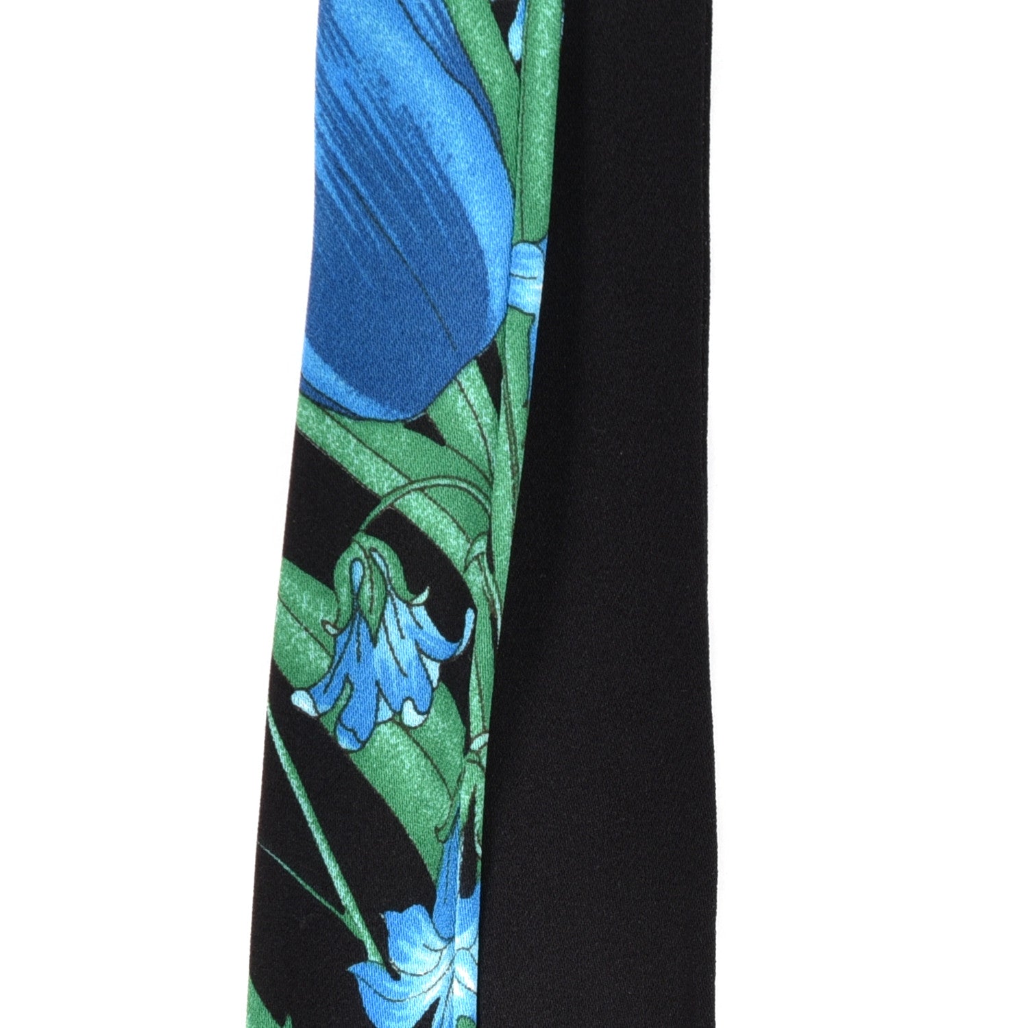 Gucci Silk Twill Flora Fringe Neck Bow Black 2 of 4