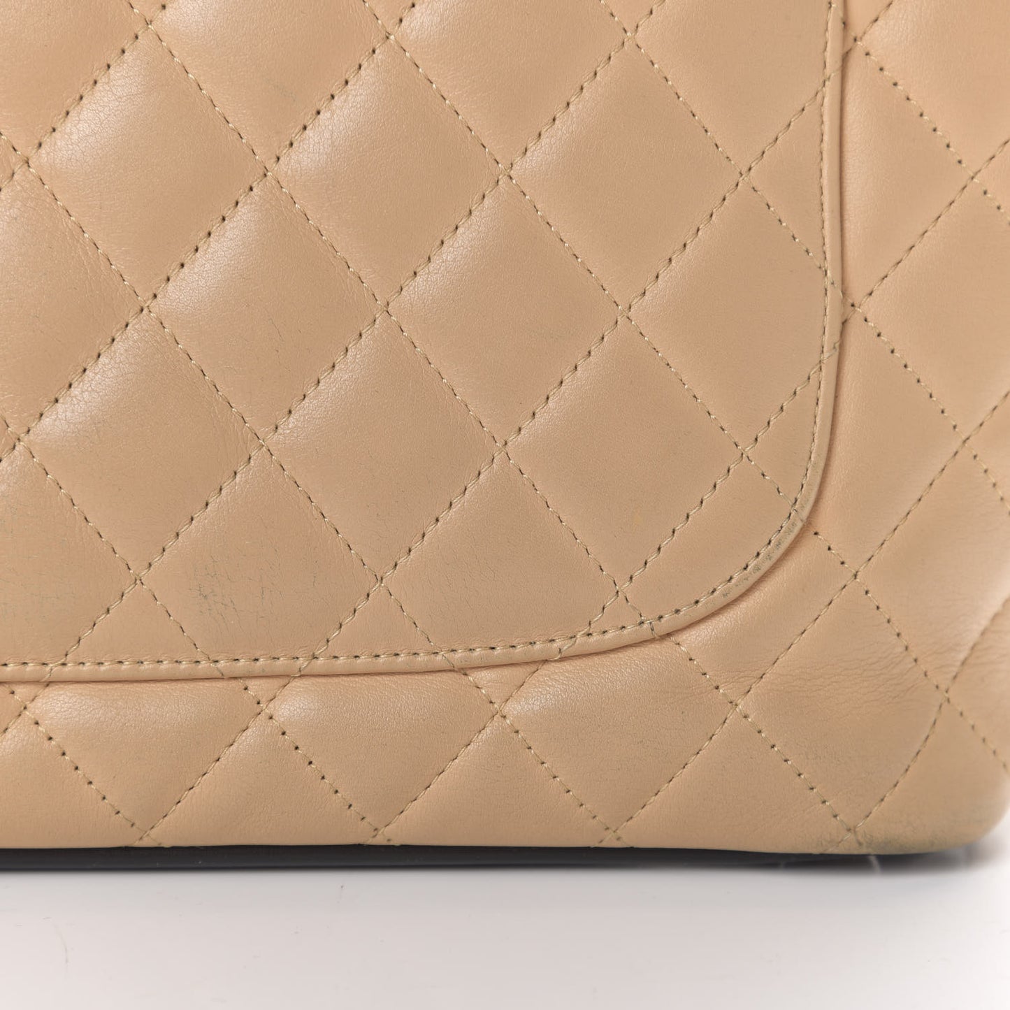 Calfskin Quilted Large Cambon Tote Beige Black
