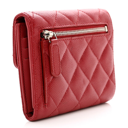 Chanel Caviar Quilted Compact Flap Wallet Dark Red 3 of 13